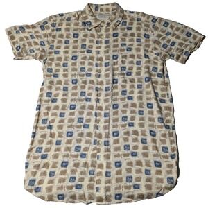 VTG NATURAL EXCHANGE BY ALEXANDER LLOYD Men XLT Floral ICON GEO Rayon Shirt